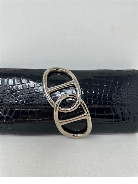 hermes black crocodile clutch poshmark|hermes egee clutch.